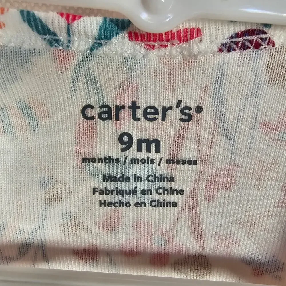 Carter's 2-Piece Outfit - Corduroy Jumper and Floral L/S Top Size 9 Months